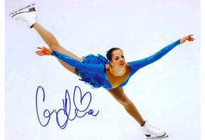 Fotografia autografata Carolina Kostner pattinaggio artistico – esibizione abito blu spiral – autografo originale pennarello blu – condizioni Excellent