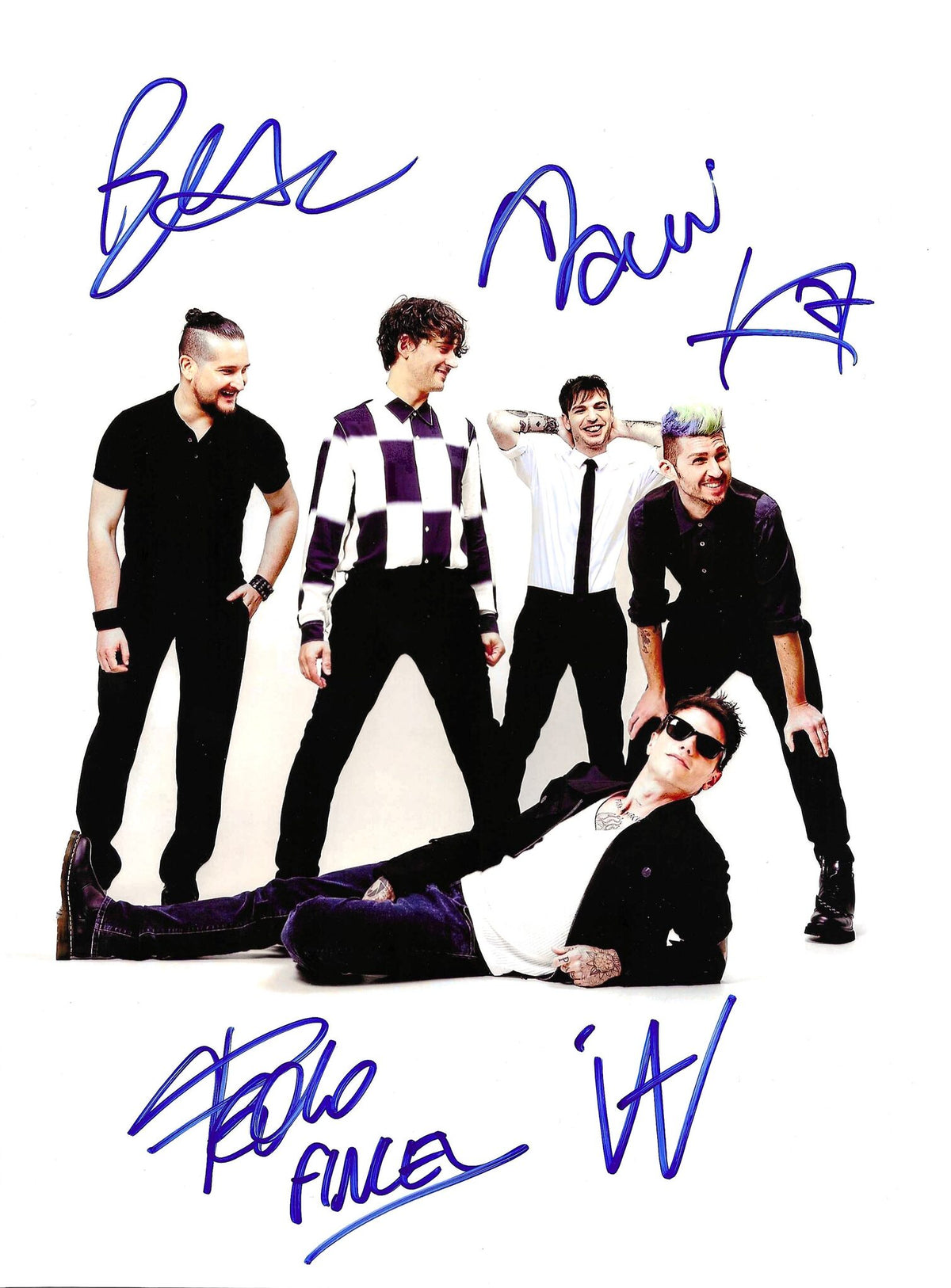 Fotografia autografata Finley band pop punk multi firma – autografi blu originali – MTM Memorabilia