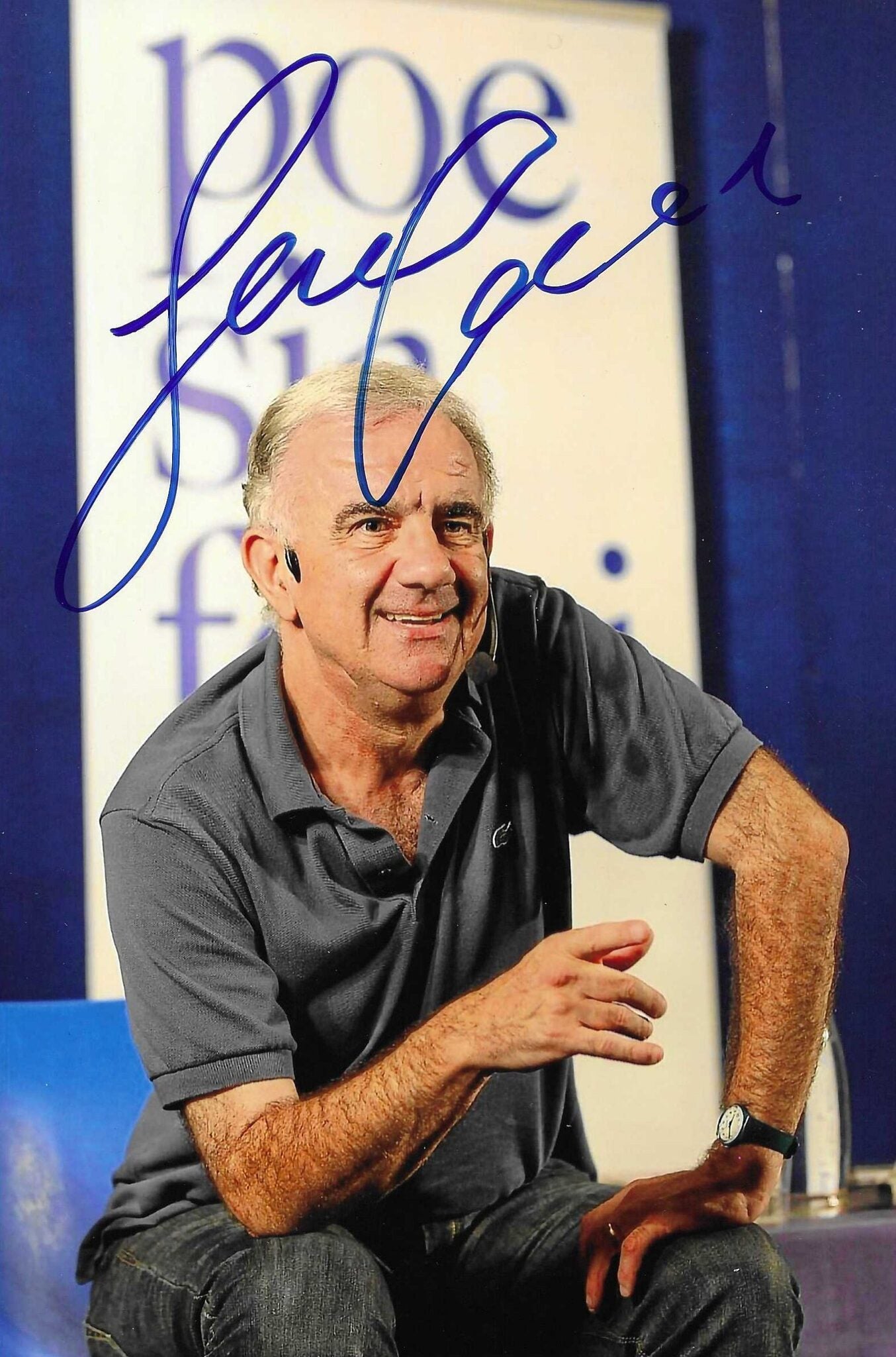 Fotografia autografata Gene Gnocchi sul palco evento – autografo blu originale – MTM Memorabilia