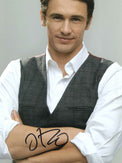 Fotografia autografata James Franco ritratto elegante braccia incrociate – attore di Hollywood camicia e gilet – autografo originale pennarello nero – condizioni Excellent