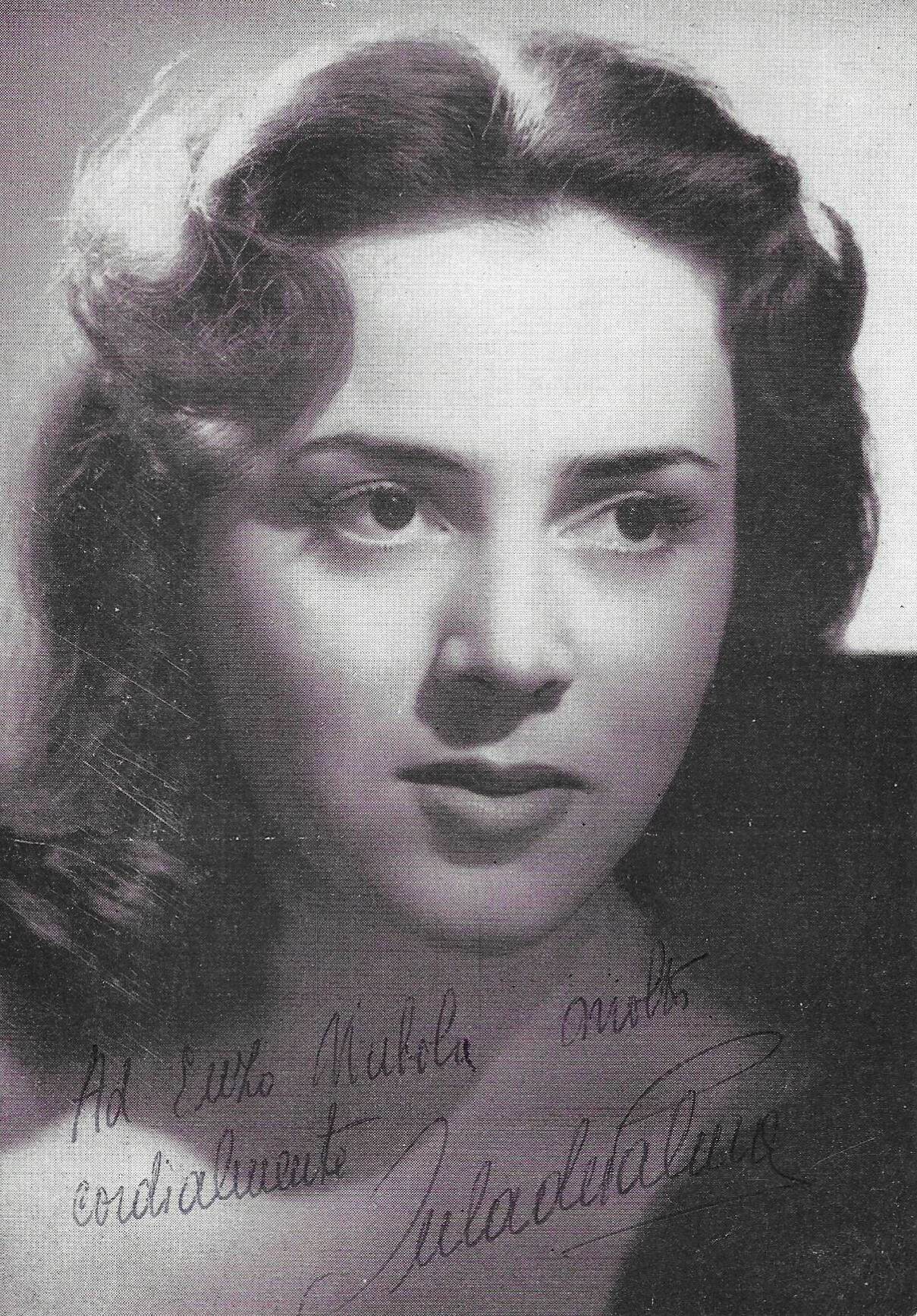 Fotografia vintage autografata Jula De Palma dedica originale anni 50 – cantante jazz – MTM Memorabilia