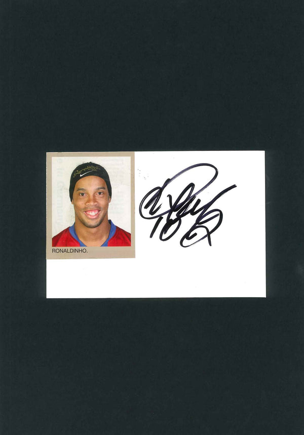Fotografia Autografata Ronaldinho – Pallone d'Oro 2005 Barcellona – 30x21 cm – COA Incluso