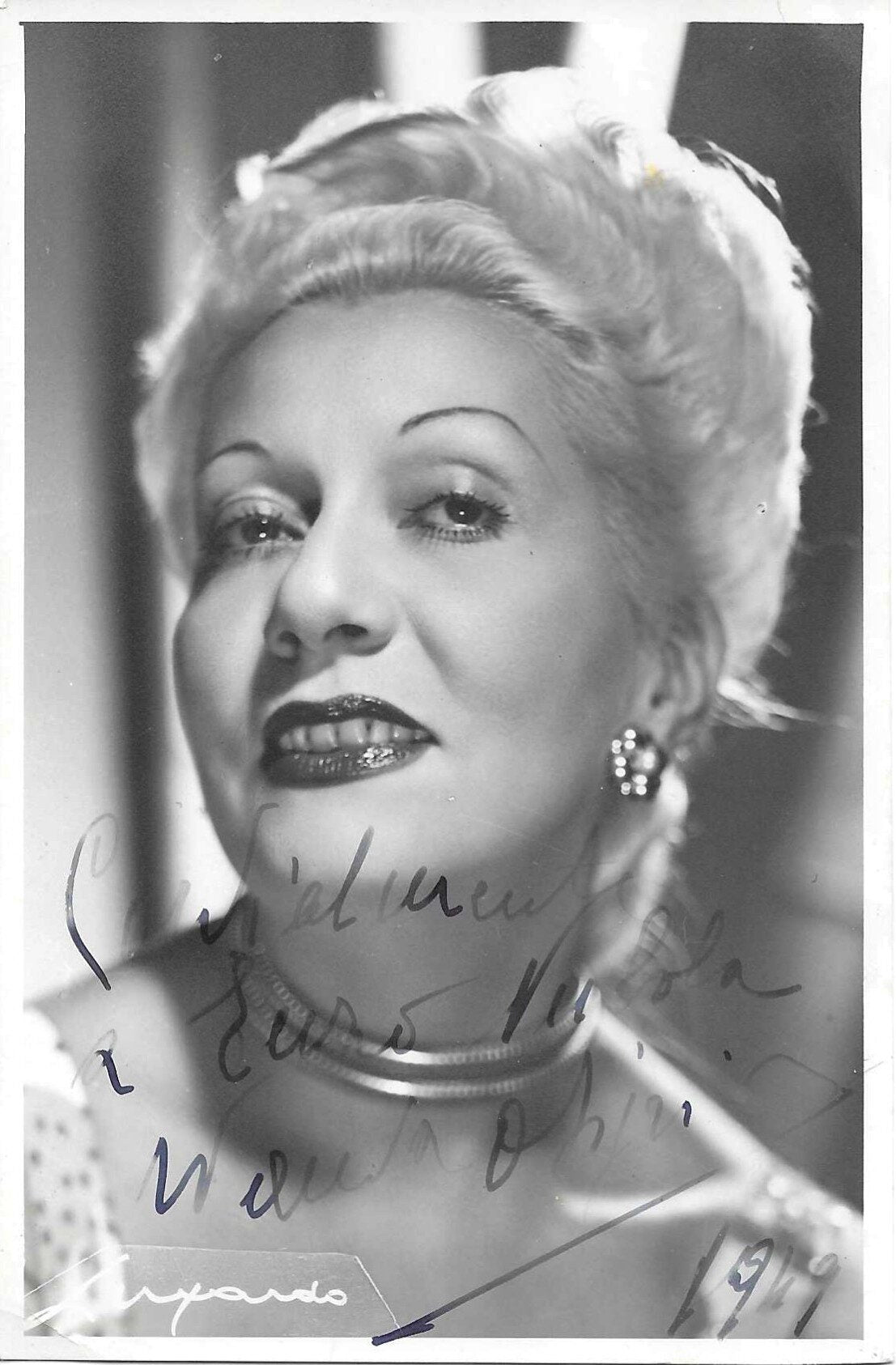 Fotografia vintage autografata Wanda Osiris dedica datata 1949 – diva rivista italiana – MTM Memorabilia