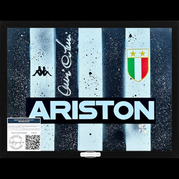 Frame Legends Autografato Antonio Cabrini – Artwork Juventus Ariston – Tela Dipinta 40x30 cm – Cornice Inclusa – COA Incluso