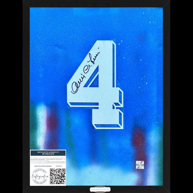 Frame Legends autografato Antonio Cabrini – artwork tela dipinta numero 4 Nazionale Italiana – 50x40 cm con cornice – COA Associazione Autografia incluso – condizioni Excellent