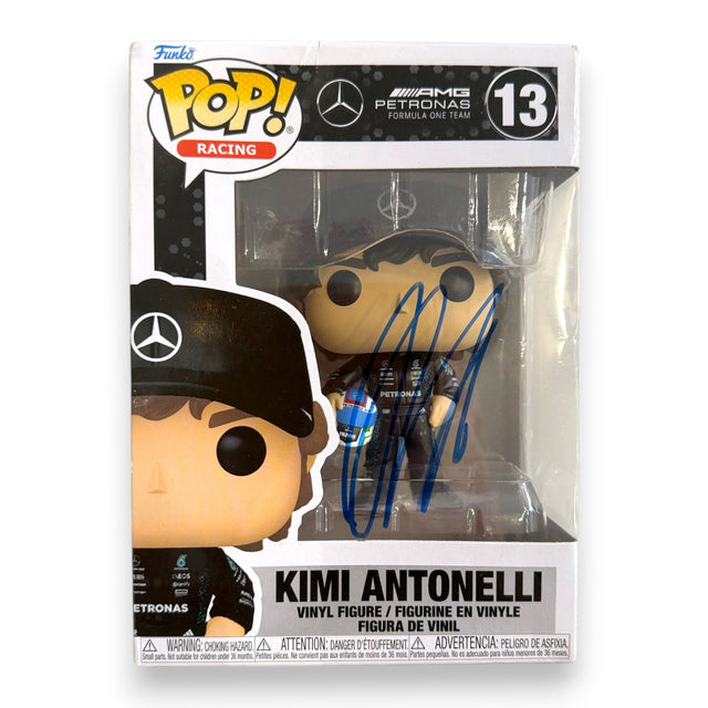 Funko POP Racing numero 13 Kimi Antonelli autografato originale pennarello blu – Mercedes-AMG Petronas F1 Team – COA Associazione Autografia incluso