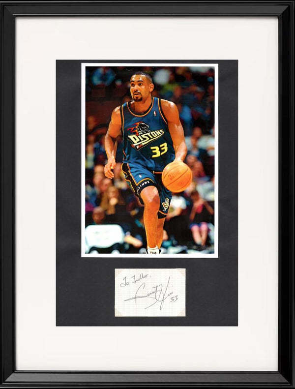 Autografo Grant Hill – Dedica su Biglietto + Foto Detroit Pistons NBA – Cornice 40x30 cm Inclusa – COA Incluso