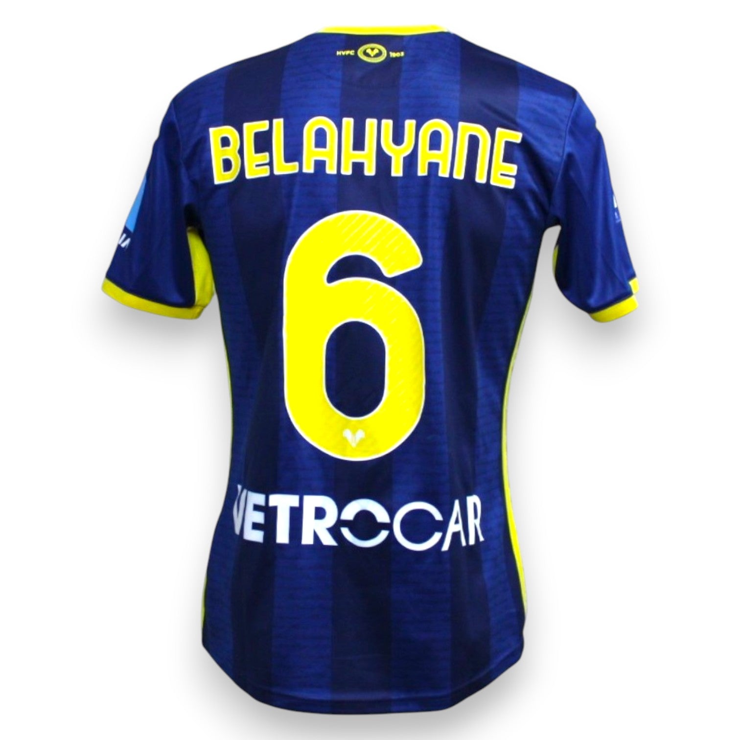 Retro maglia Hellas Verona Home 2023-24 Match Worn Reda Belahyane numero 6 – Joma – Serie A