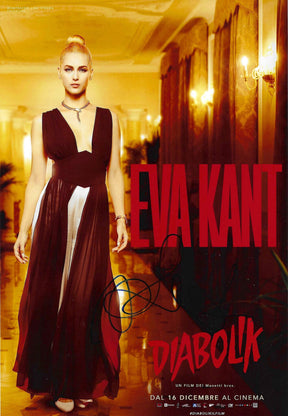 Locandina autografata Miriam Leone Eva Kant Diabolik character poster – autografo nero originale – MTM Memorabilia