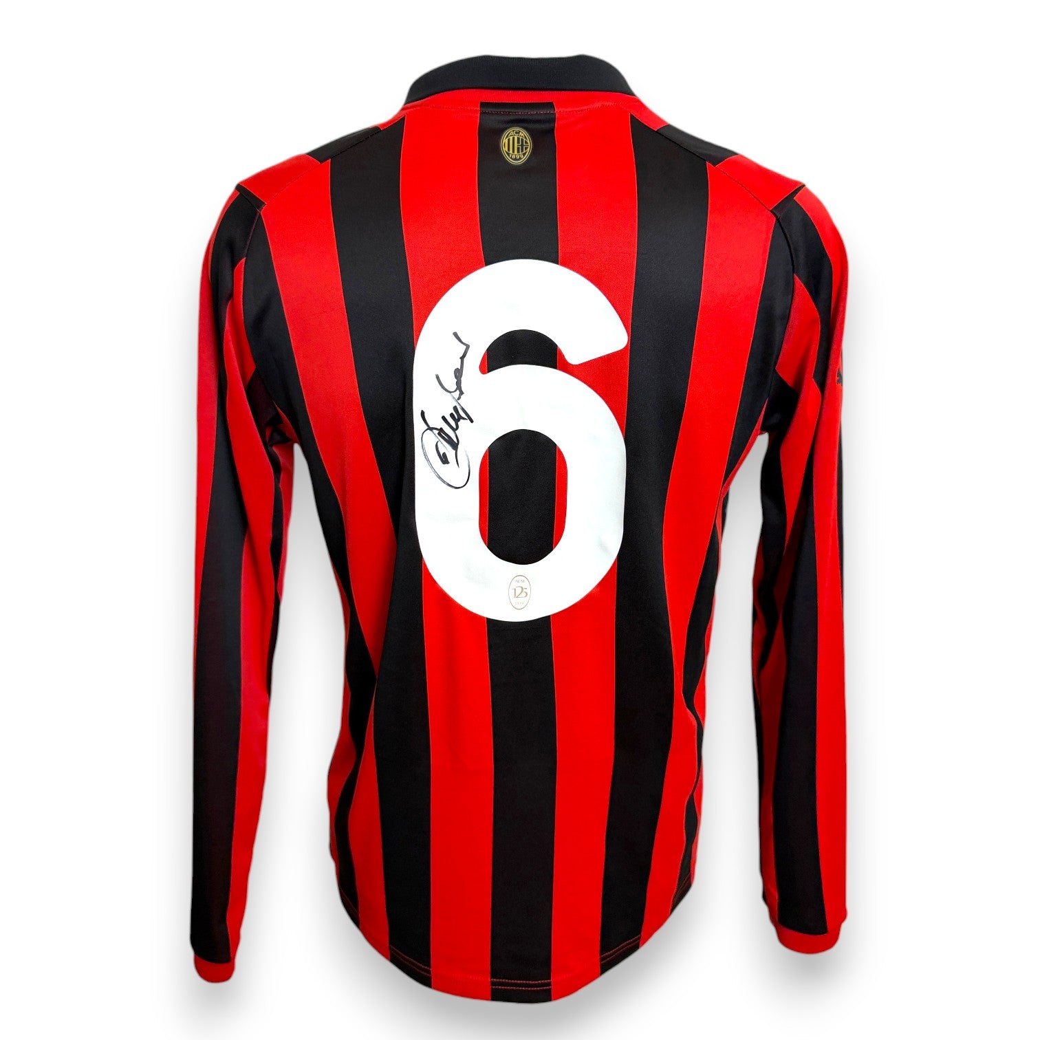 Retro maglia AC Milan 125 anniversario 2024-25 numero 6 retro stile vintage – autografata Franco Baresi