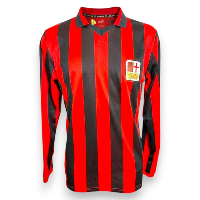 Maglia AC Milan 125 anniversario Home rossonera Puma manica lunga – vecchio stemma Milan Foot-Ball and Cricket Club – condizioni Excellent