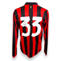 Retro maglia AC Milan 125 anniversario numero 33 autografata Thiago Silva – pennarello nero – badge ACM 125 1899