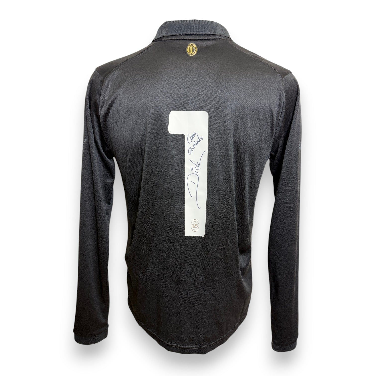 Retro maglia AC Milan 125 anniversario numero 1 portiere autografata Dida – inscription Com carinho pennarello