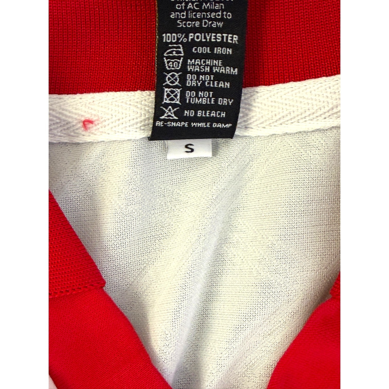 Etichetta lavaggio maglia AC Milan Away 1988-89 – Official Product of AC Milan licensed to Score Draw – 100% poliestere – taglia S