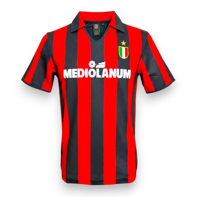 Maglia AC Milan Home 1988-89 Heritage replica ufficiale – strisce rossonere Mediolanum – scudetto tricolore – taglia S