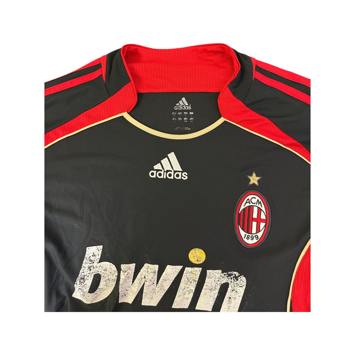 Dettaglio colletto ricamato "Rossoneri" e stemma ACM 1899 maglia AC Milan Third 2006-07