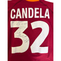 Dettaglio dedica autografa e firma Vincent Candela maglia Roma 2000-01 – pennarello nero – COA incluso