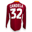 Retro maglia AS Roma 2000-01 numero 32 Candela autografata con dedica in francese – Kappa Serie A