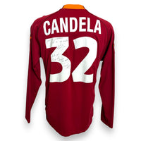 Retro maglia AS Roma 2000-01 numero 32 Candela autografata con dedica in francese – Kappa Serie A