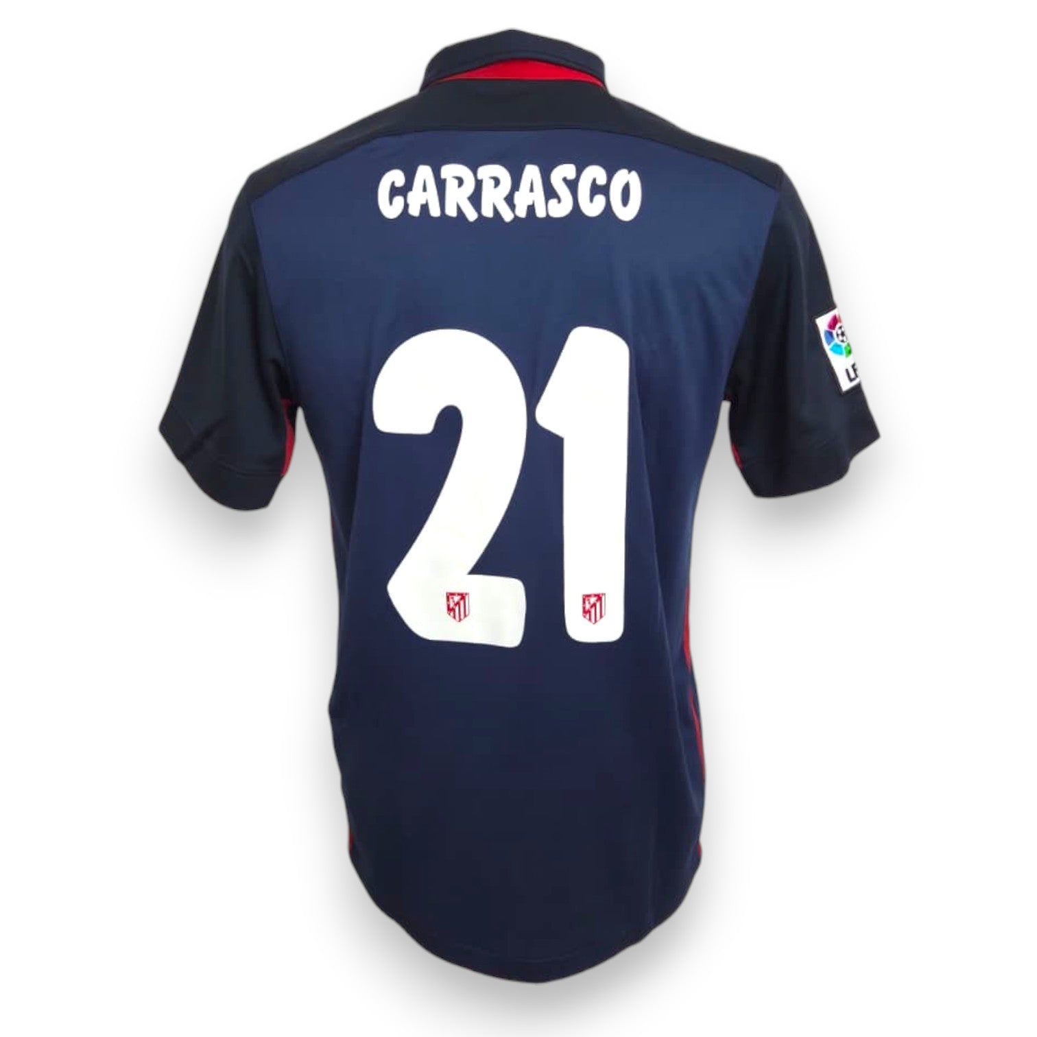 Retro maglia Atlético Madrid Away 2015-16 numero 21 Carrasco Nike blu navy – nome replica bianco