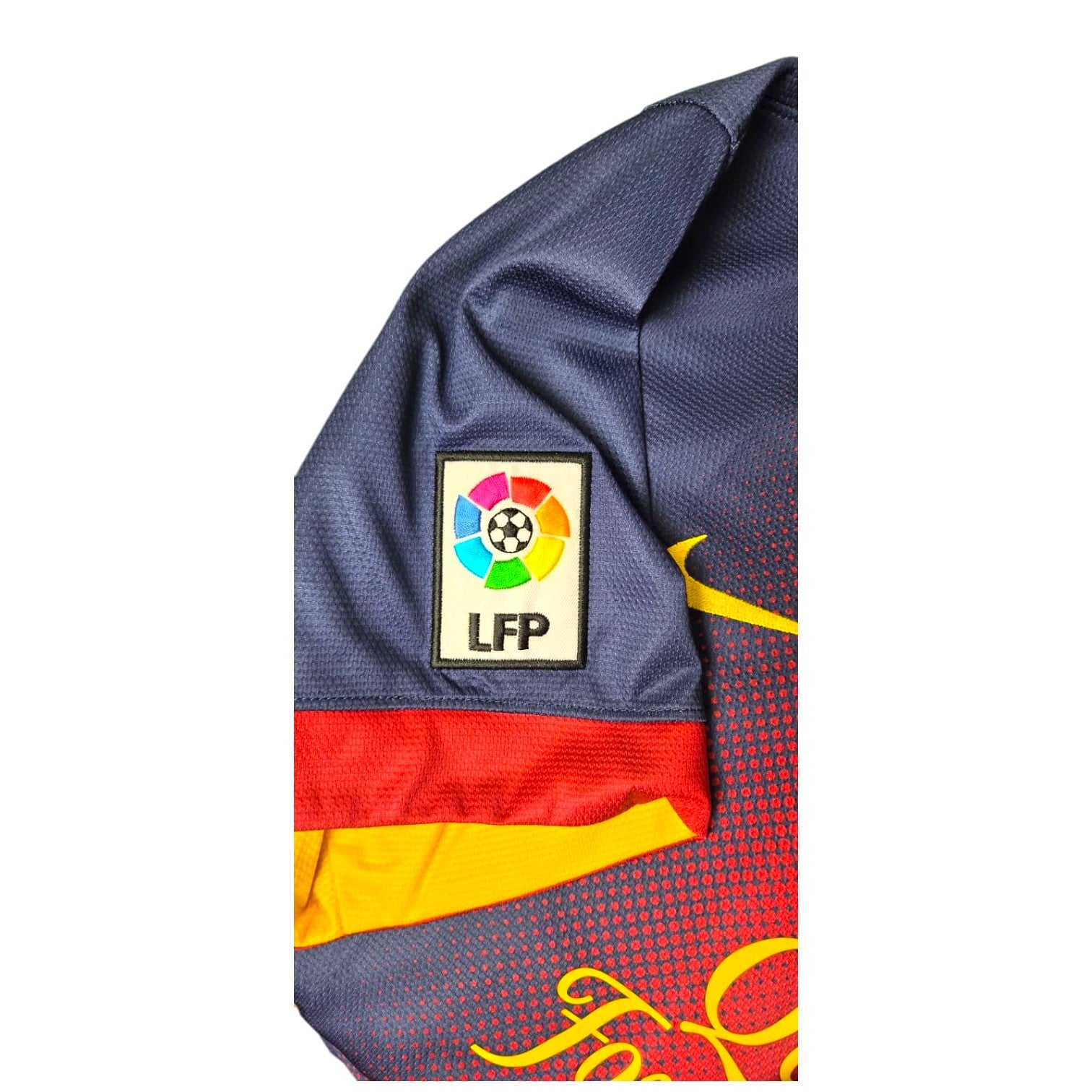 Patch LFP manica maglia Barcellona 2012-13 Nike – dettaglio sfumatura blaugrana a pois