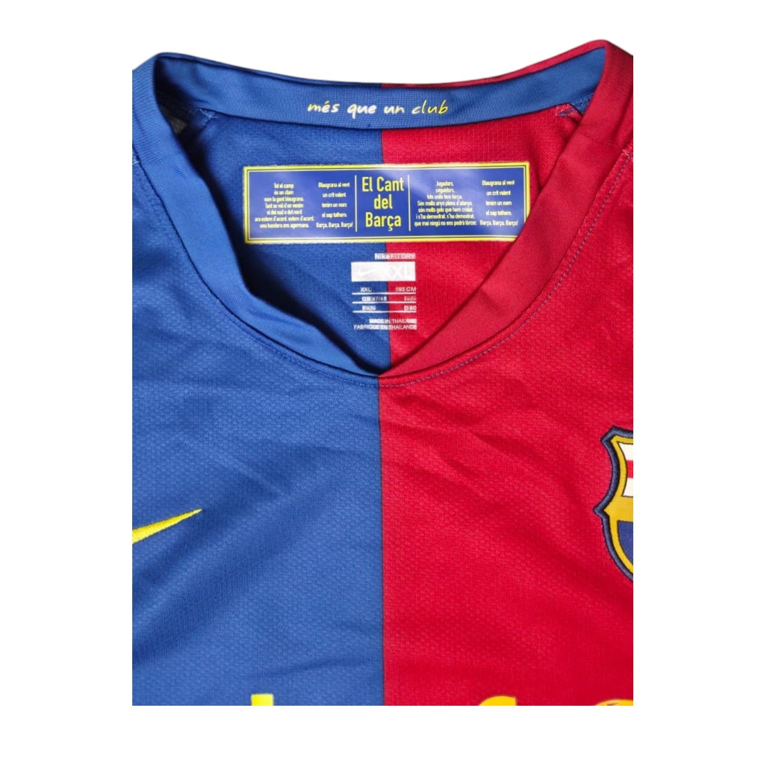 Colletto maglia Barcellona Home 2008-09 Nike FIT DRY – inno El Cant del Barça taglia XXL e més que un club