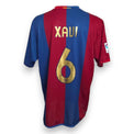 Retro maglia Barcellona Home 2006-07 numero 6 Xavi Vintage Nike – nameset oro su strisce blu granata
