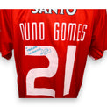 Dettaglio autografo originale e dedica A Marcello con amicizia – Nuno Gomes Benfica 2003-04 – pennarello blu