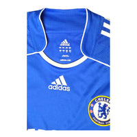 Dettaglio colletto e stemma Chelsea FC maglia Home 2006-07 Adidas – swoosh bianco taglia L Made in China