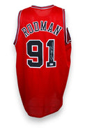 Retro maglia Chicago Bulls 1997-98 Rodman 91 autografata – patch Beckett Authentication Services – pennarello argento