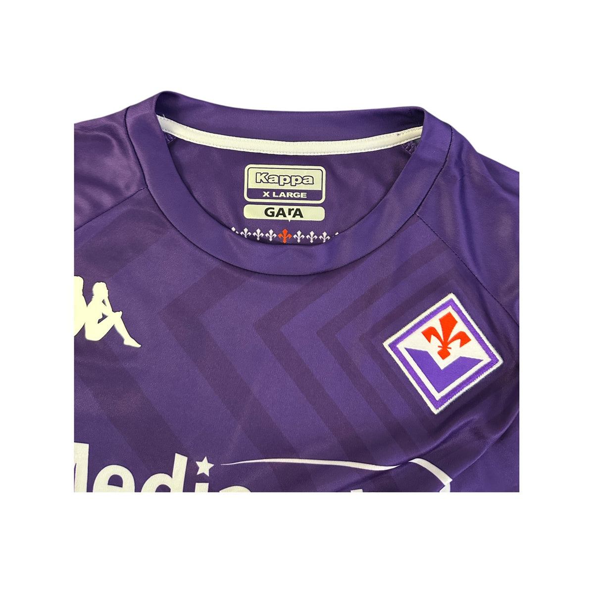Girocollo con etichetta Kappa X Large Gara e stemma Fiorentina con giglio rosso – maglia 2022/23
