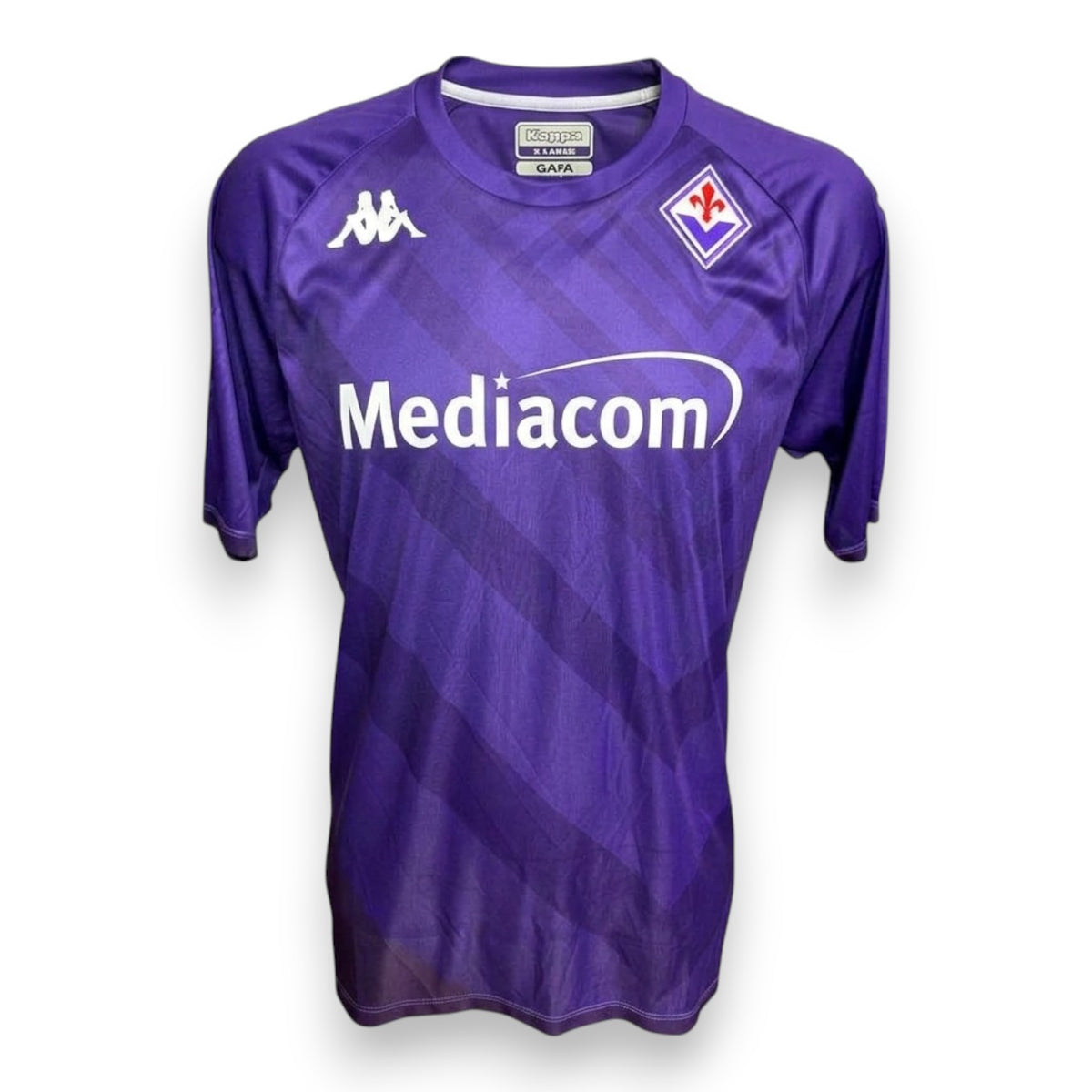 Maglia Fiorentina Home 2022/23 Kappa versione Authentic Gara con sponsor Mediacom e nuovo stemma – fronte