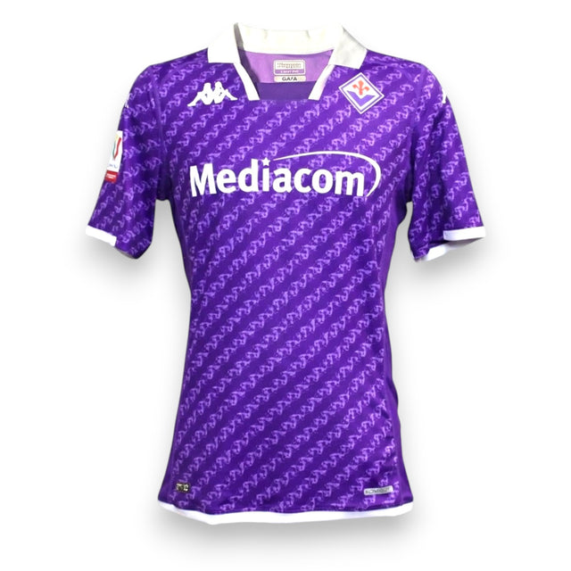 Maglia Fiorentina Home 2023-24 Store Davide Faraoni – Kappa – sponsor Mediacom – design gigli effetto DNA