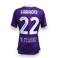 Retro maglia Fiorentina 2023-24 numero 22 Faraoni autografata con dedica A Sandrino – Kappa Serie A