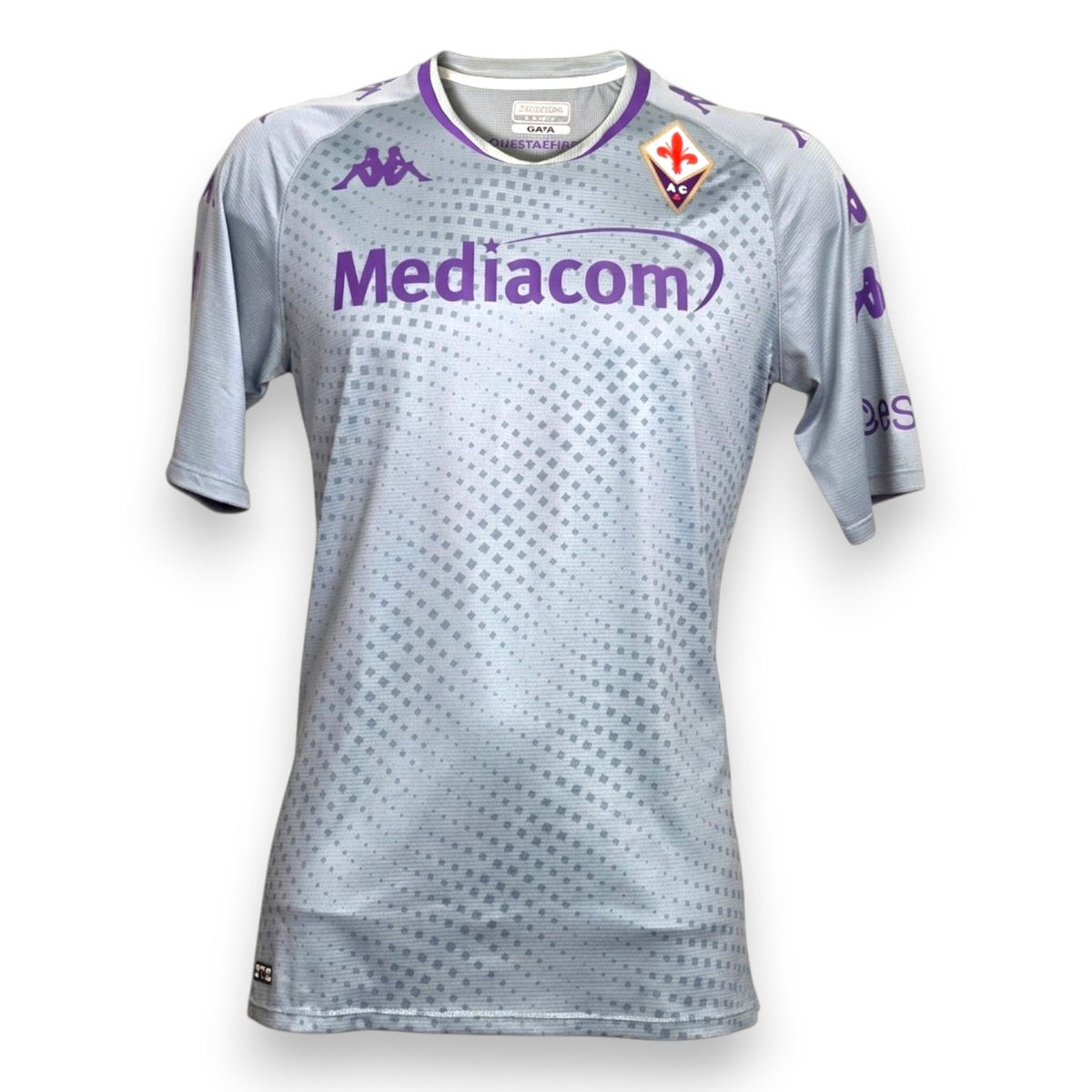 Maglia portiere Fiorentina 2020/21 Kappa grigia con sponsor Mediacom – fronte
