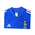 Colletto a V e gallo FFF ricamato con stella – maglia Francia Home 2002 Adidas Vintage