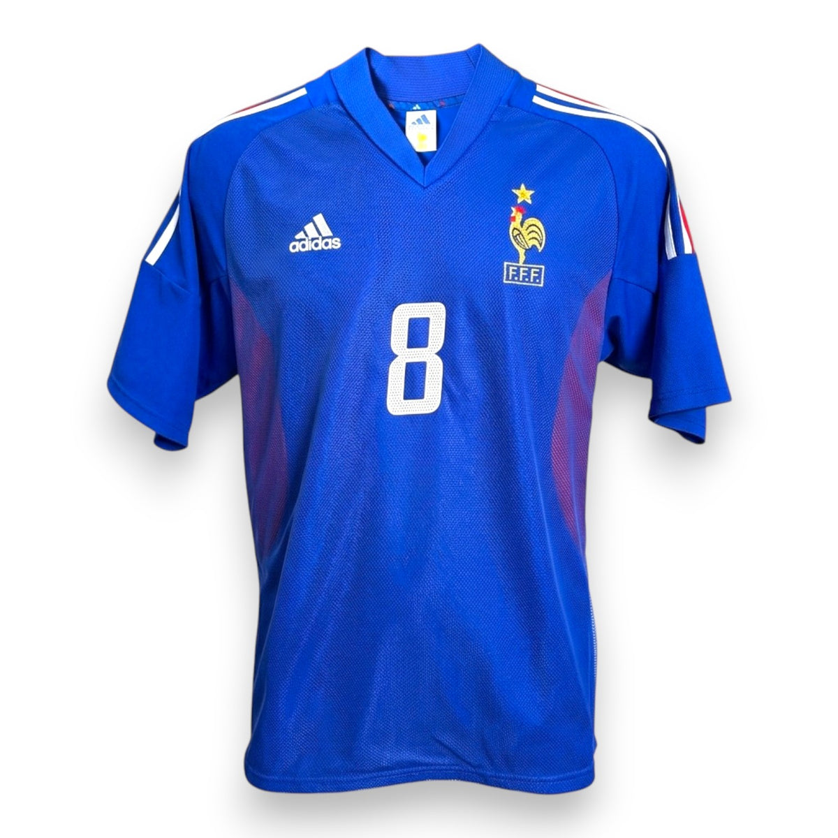 Maglia Francia Home 2002 Adidas originale Vintage con numero 8 di Marcel Desailly – fronte