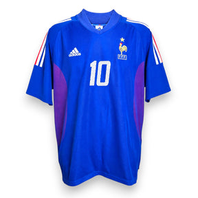 Maglia Francia Home 2002 Vintage Zidane numero 10 Adidas blu – stemma FFF stella – inserti viola laterali