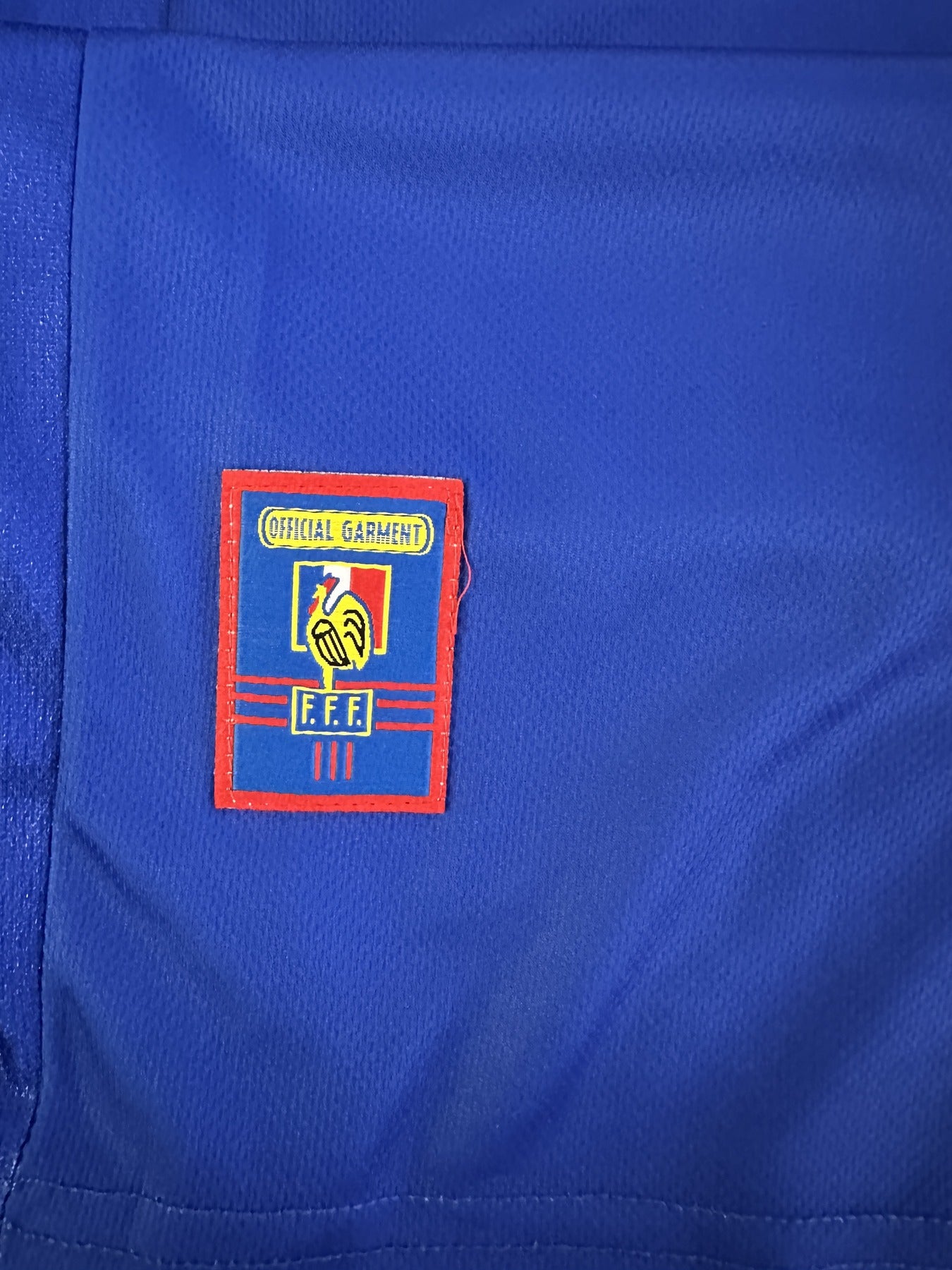 Dettaglio patch FFF Official Garment maglia Francia Home 1998 replica