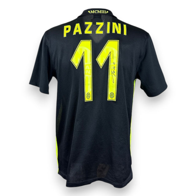 Retro maglia Hellas Verona 2015-16 numero 11 Pazzini autografata originale pennarello nero – Serie A – COA Associazione Autografia incluso