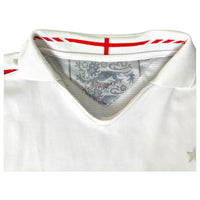 Interno colletto con tre leoni stampati X-Static – maglia Inghilterra Home 2005/07 Umbro Vintage