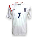 Maglia Inghilterra Home 2005/07 Umbro originale Vintage con numero 7 di David Beckham – fronte