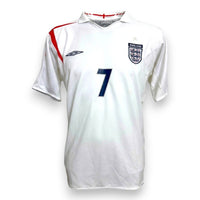 Maglia Inghilterra Home 2005/07 Umbro originale Vintage con numero 7 di David Beckham – fronte