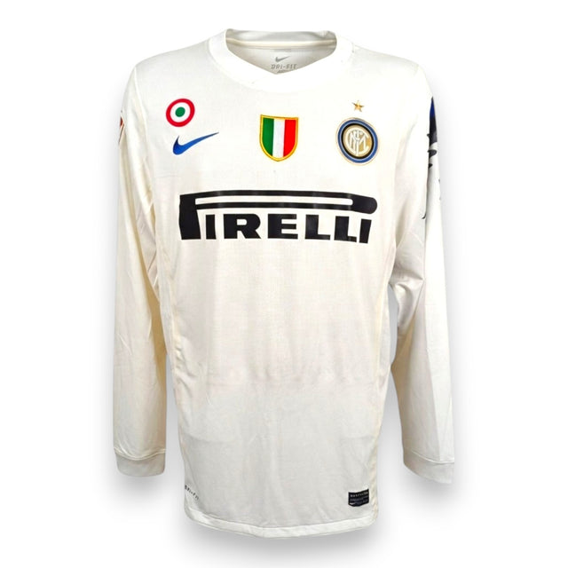 Maglia Inter Away Dragon 2010-11 Cristian Chivu Player Issued maniche lunghe – Nike Pirelli – scudetto tricolore + coccarda Coppa Italia – condizioni Excellent