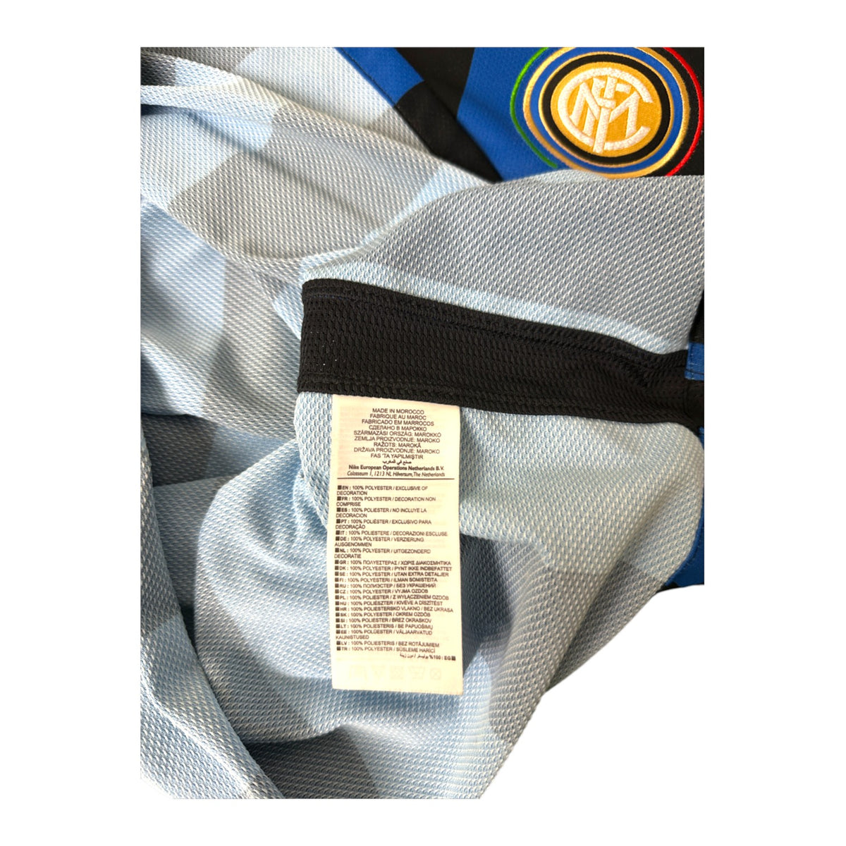 Etichetta composizione 100% poliestere Made in Morocco – maglia Inter Home 2009/10 Nike