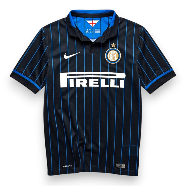 Maglia Inter Home 2014-15 Nike nera con righine blu – sponsor Pirelli bianco – colletto sartoriale – condizioni Excellent