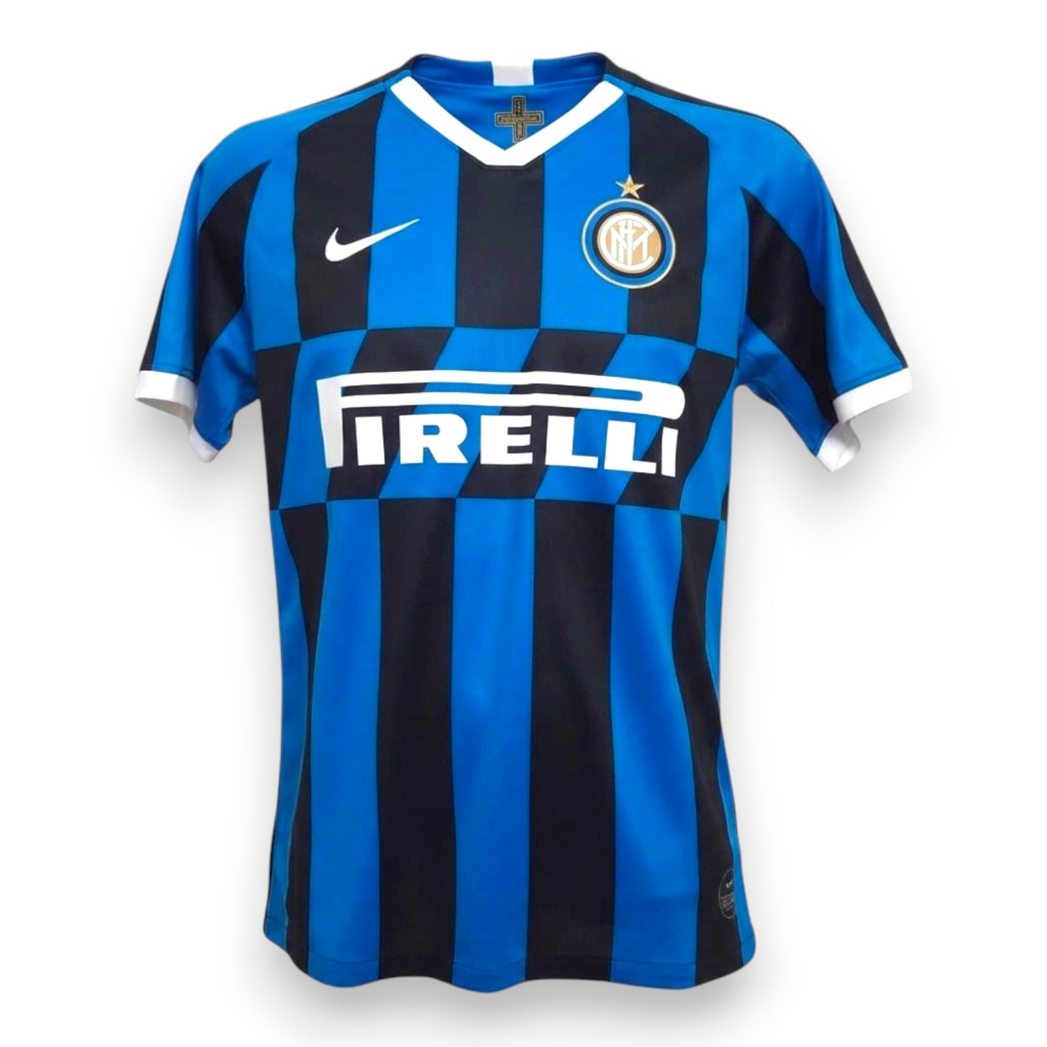 Maglia Inter Home 2019-20 Nike strisce diagonali – sponsor Pirelli bianco – stemma nerazzurro oro – condizioni Excellent