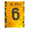 Dettaglio autografo originale Stefan de Vrij maglia Inter gialla 2024-25 sul numero 6 – COA incluso