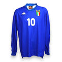 Maglia Italia Home 1999/2000 Fiore Player Issued autografata fronte – Kappa azzurra manica lunga collo alto numero 10 tre stelle scudetto FIGC
