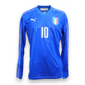 Maglia Italia Home Euro 2016 Tavecchio Store autografata fronte – Puma azzurra manica lunga pinstripes dorati numero 10 stemma FIGC